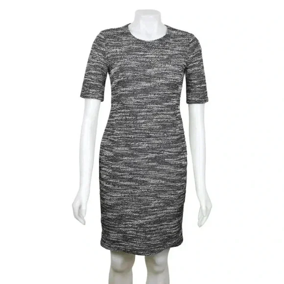 Banana  Republic Boucle Sheath Dress Size 6 Petite Black White - Picture 4 of 13